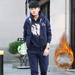 Men’s Plus Velvet Padded Tracksuit 3-Piece Winter Warm Outfit Cotton Sportswear Set with Vest, Sweatshirt & Pants