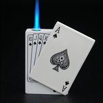 Poker Card Metal Windproof Lighter | Creative Zinc Alloy Keychain | Refillable Straight Flame Cigarette Lighter Gift