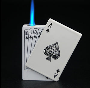 Poker Card Metal Windproof Lighter | Creative Zinc Alloy Keychain | Refillable Straight Flame Cigarette Lighter Gift