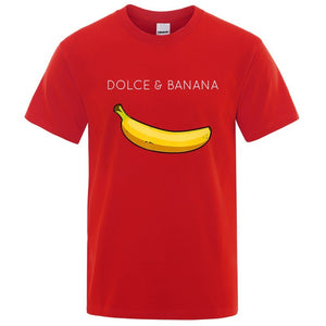 Dolce Banana Fashion Print Men’s T-Shirt – Trendy Short Sleeve Polyester Tee for Casual Streetwear