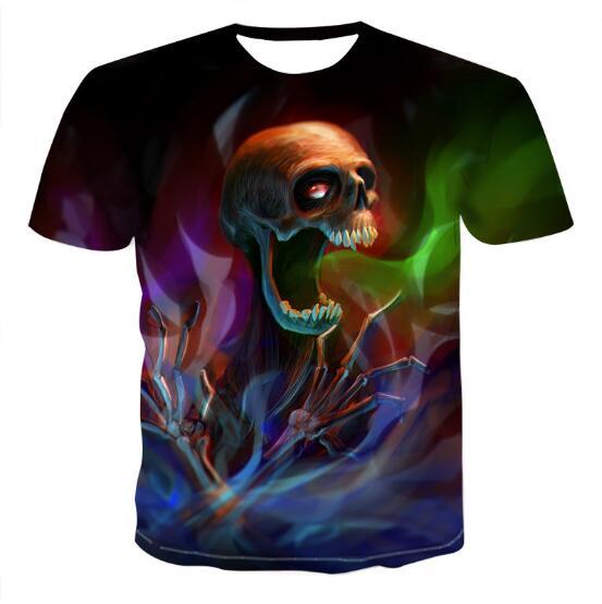 Men’s Skull 3D T-Shirt – Cotton Graphic Tee, Casual Streetwear Short Sleeve for Summer Style