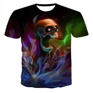 Men’s Skull 3D T-Shirt – Cotton Graphic Tee, Casual Streetwear Short Sleeve for Summer Style