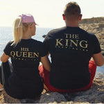 The King & His Queen Couple T-Shirts – Matching His & Hers Streetwear Tops, Casual Printed Tees