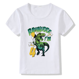 Children's Birthday T-shirt Numbers 1–9 | Kids Cartoon Print Short Sleeve Casual Polyester Tee