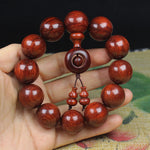 Handmade Red Sandalwood Buddhist Beads Bracelet - 20mm Mala for Meditation & Style
