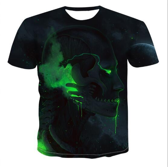 Men’s Skull 3D T-Shirt – Cotton Graphic Tee, Casual Streetwear Short Sleeve for Summer Style