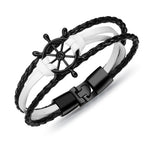 Men's Leather & Zinc Alloy Charm Bracelet - Perfect Gift for Him (Husband/Dad/Son)