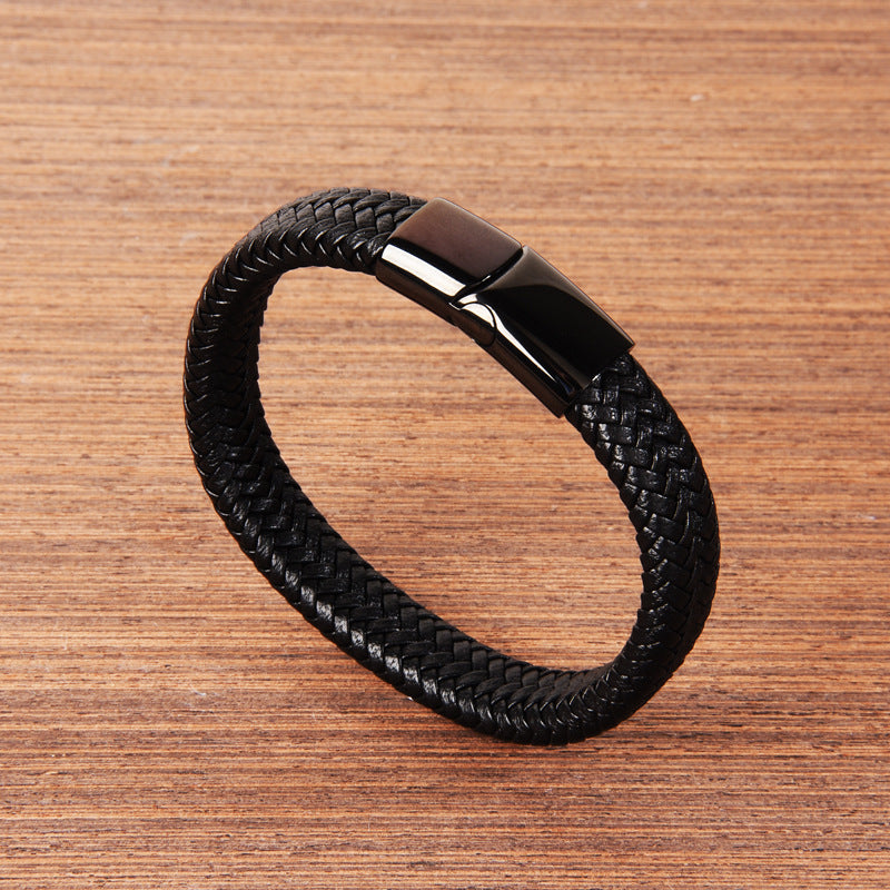 Classic Men's Leather Bracelet - Durable & Stylish Band for Everyday Wear