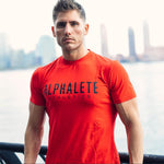Men’s Short-Sleeve Cotton T-Shirt Letter Print Fitness Top Casual Sport Style Round Neck Tee