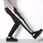 Men’s Casual Striped Harem Pants Slim Fit Pencil Pants Comfortable Cotton-Blend Trousers for Daily Wear