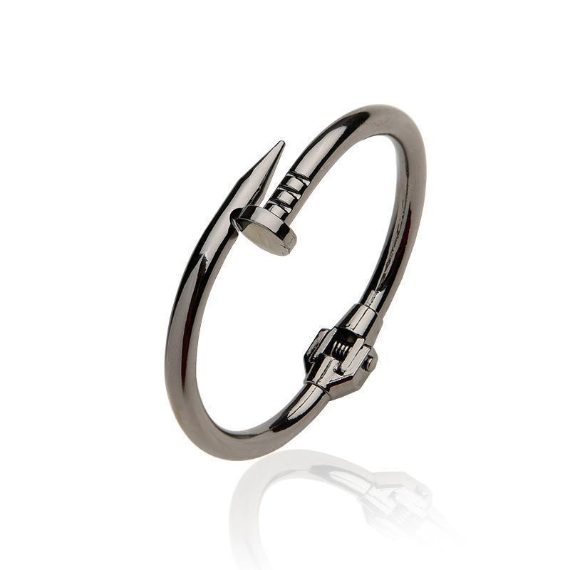 Modern Spring Nail Bangle Bracelet - Gold/Silver Stainless Steel Screw Design