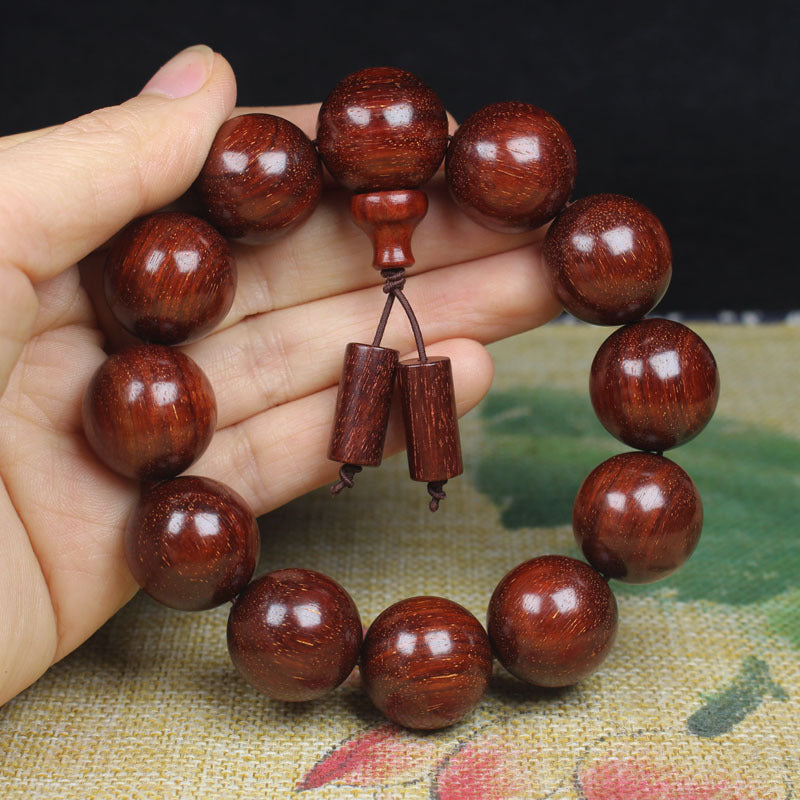 Handmade Red Sandalwood Buddhist Beads Bracelet - 20mm Mala for Meditation & Style