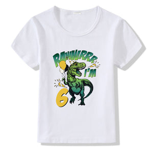 Children's Birthday T-shirt Numbers 1–9 | Kids Cartoon Print Short Sleeve Casual Polyester Tee