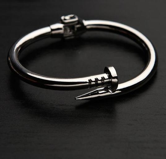 Modern Spring Nail Bangle Bracelet - Gold/Silver Stainless Steel Screw Design