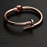 Modern Spring Nail Bangle Bracelet - Gold/Silver Stainless Steel Screw Design