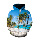 Beach Maple Leaf Couples Hoodies – Casual Sport Sweaters for Men & Women, Long Sleeve Round Neck