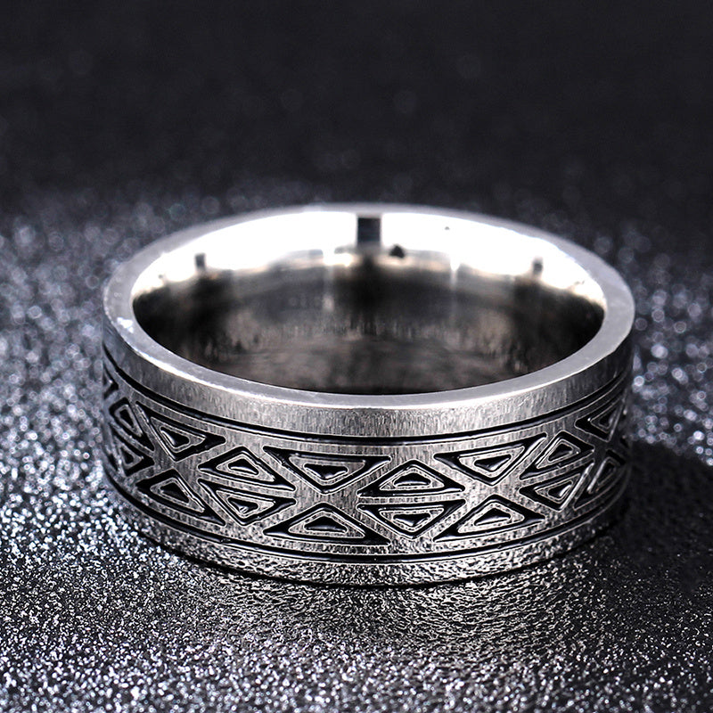 Unisex Triangle Titanium Steel Ring 8mm - Geometric & Electroplated Fashion Jewelry