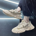 Spring Breathable Mesh Chunky Sneakers for Men Casual All-Match Lace-Up Walking Shoes Trendy Thick-Sole Trainers Lightweight Daily Footwear