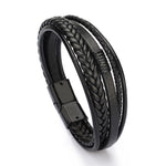 Classic Men's PU Leather Bracelet - Magnetic Clasp, Korean & Retro Style Jewelry