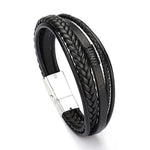Classic Men's PU Leather Bracelet - Magnetic Clasp, Korean & Retro Style Jewelry