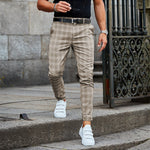 Plaid Print Men’s Casual Pants – Loose Thin Trousers with Pocket Decoration, Lightweight Workwear & Leisure Pants