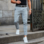 Plaid Print Men’s Casual Pants – Loose Thin Trousers with Pocket Decoration, Lightweight Workwear & Leisure Pants