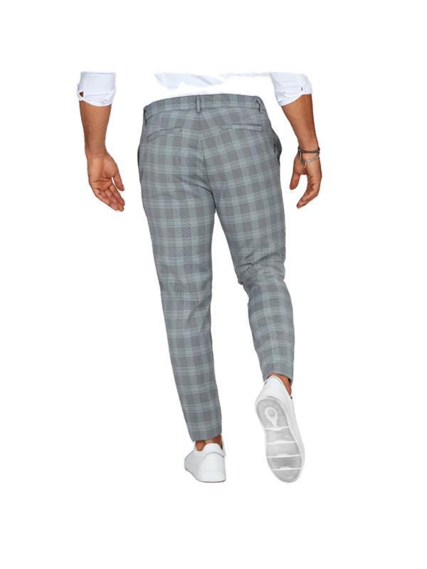 Plaid Print Men’s Casual Pants – Loose Thin Trousers with Pocket Decoration, Lightweight Workwear & Leisure Pants
