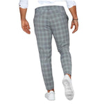 Plaid Print Men’s Casual Pants – Loose Thin Trousers with Pocket Decoration, Lightweight Workwear & Leisure Pants