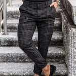 Plaid Print Men’s Casual Pants – Loose Thin Trousers with Pocket Decoration, Lightweight Workwear & Leisure Pants