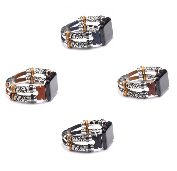 Alloy & Leather Watch Strap for Men 18.5cm Adjustable Replacement Wristband Premium Alloy + Cowhide Bracelet