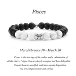 Frosted Black Agate & Turquoise Constellation Couple Bracelets - Zodiac Stone Gift