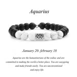 Frosted Black Agate & Turquoise Constellation Couple Bracelets - Zodiac Stone Gift