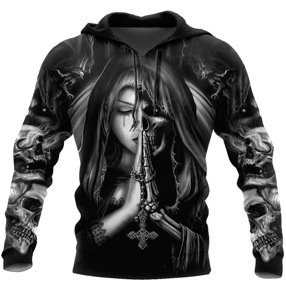 Halloween Skull Anime 3D Sweatshirt – Men’s & Women’s Hooded Pullover, Casual Streetwear Hoodie for Halloween