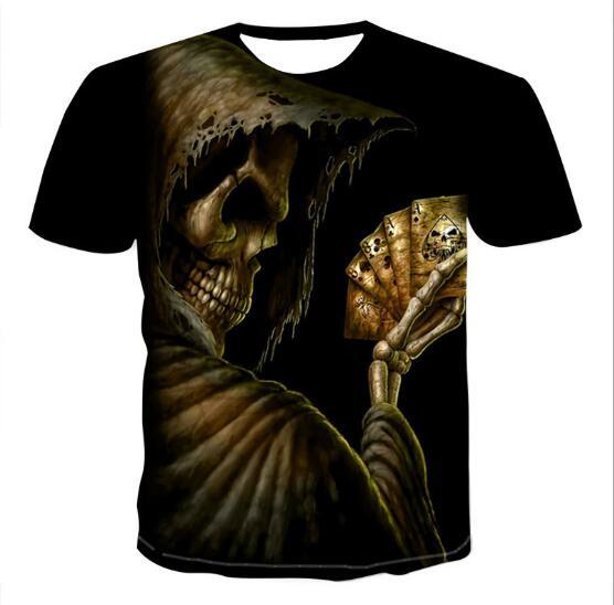Men’s Skull 3D T-Shirt – Cotton Graphic Tee, Casual Streetwear Short Sleeve for Summer Style