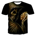 Men’s Skull 3D T-Shirt – Cotton Graphic Tee, Casual Streetwear Short Sleeve for Summer Style