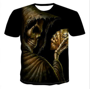 Men’s Skull 3D T-Shirt – Cotton Graphic Tee, Casual Streetwear Short Sleeve for Summer Style