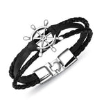 Men's Leather & Zinc Alloy Charm Bracelet - Perfect Gift for Him (Husband/Dad/Son)