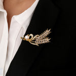 Elegant Wheat Style Brooch for Women Gold & Silver Plated Flower Pin Niche Fashion Accessory