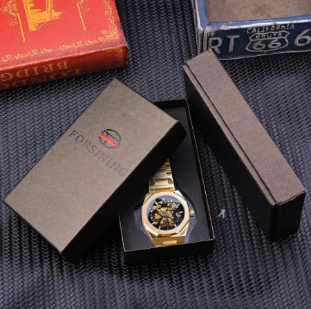 Men's Automatic Skeleton Mechanical Watch - Stainless Steel Case, Self-Winding