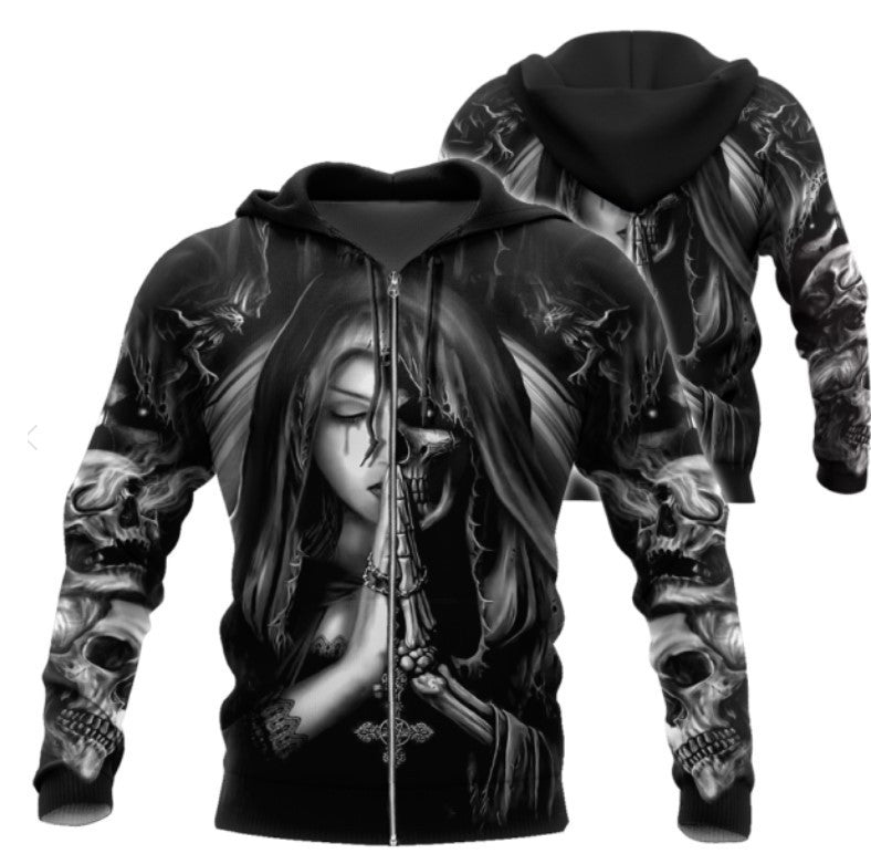 Halloween Skull Anime 3D Sweatshirt – Men’s & Women’s Hooded Pullover, Casual Streetwear Hoodie for Halloween