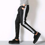 Men’s Casual Striped Harem Pants Slim Fit Pencil Pants Comfortable Cotton-Blend Trousers for Daily Wear