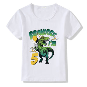 Children's Birthday T-shirt Numbers 1–9 | Kids Cartoon Print Short Sleeve Casual Polyester Tee