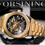 Men's Automatic Skeleton Mechanical Watch - Stainless Steel Case, Self-Winding