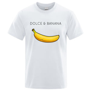 Dolce Banana Fashion Print Men’s T-Shirt – Trendy Short Sleeve Polyester Tee for Casual Streetwear