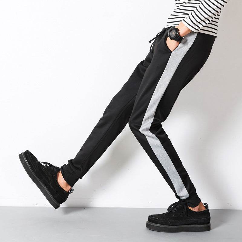 Men’s Casual Striped Harem Pants Slim Fit Pencil Pants Comfortable Cotton-Blend Trousers for Daily Wear