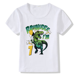 Children's Birthday T-shirt Numbers 1–9 | Kids Cartoon Print Short Sleeve Casual Polyester Tee