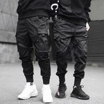 Ribbons Harem Joggers Men – Cargo Streetwear Pants, Hip Hop Cotton Track Pants with Pockets