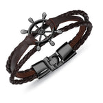 Men's Leather & Zinc Alloy Charm Bracelet - Perfect Gift for Him (Husband/Dad/Son)