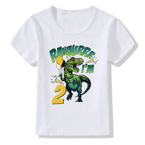 Children's Birthday T-shirt Numbers 1–9 | Kids Cartoon Print Short Sleeve Casual Polyester Tee