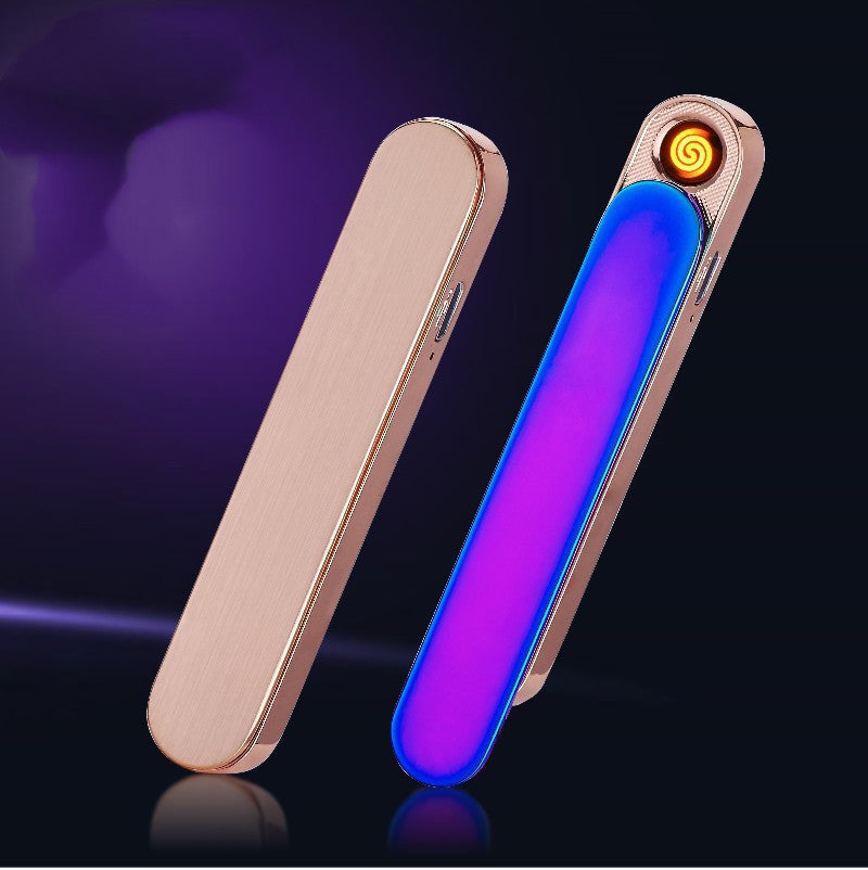 Electronic Cigarette Lighter USB Rechargeable Windproof Zinc Alloy Lighter Portable Slide Coil Design